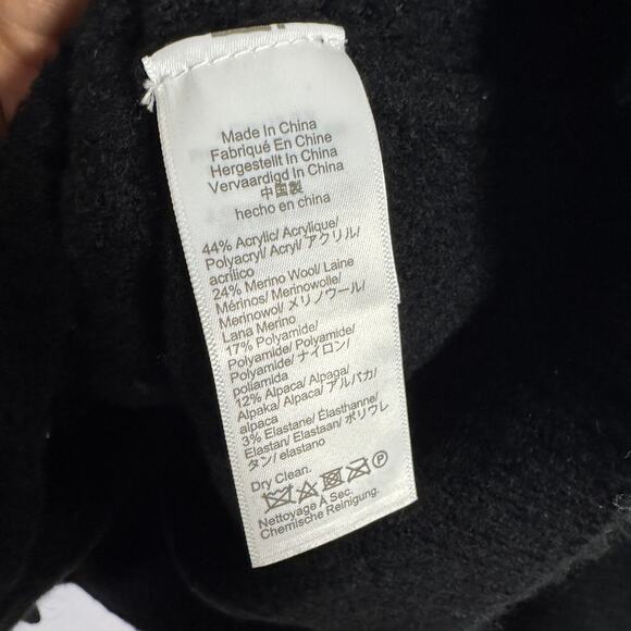 J.Crew Odette Sweater Jacket WMNS S Black Wool-Alpaca Crochet Trim Gold Button - Picture 6 of 7